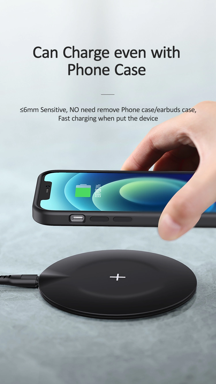 Usams Ultra Slim 15W Fast Charge Round Mobile Phone Wireless Charger Portable Wireless Charging Pad