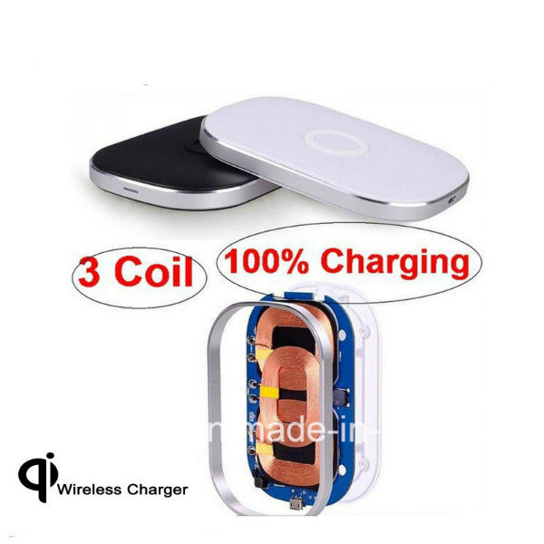 Black White Wireless Charger Pad with 3 Coils for Wireless Charger
