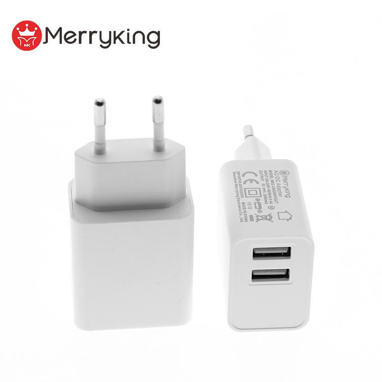 Wholesale Universal EU Plug Wall Adaptor 5V 2A 2.1A 2.5A USB Portable Charger for Mobile Phone with Ce GS