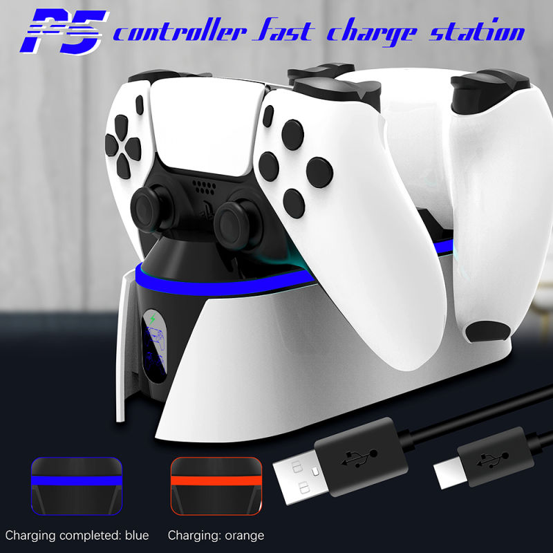 PS5 Dualsense Controller Charger Joystick Charging Station Dock with LED Indicator USB Cable Charger Stand for Playstation 5