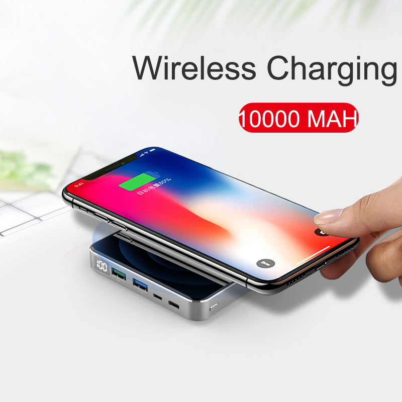 Dual Coil 3 in 1 Wireless Charger 10000mAh Graphene Power Bank