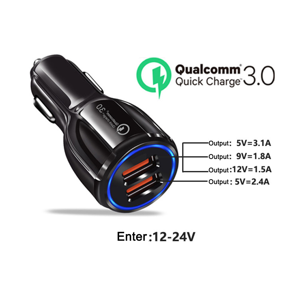 Hot Quick Charge 3.0 Dual USB Fast Charging Car Charger for Mobile Phone