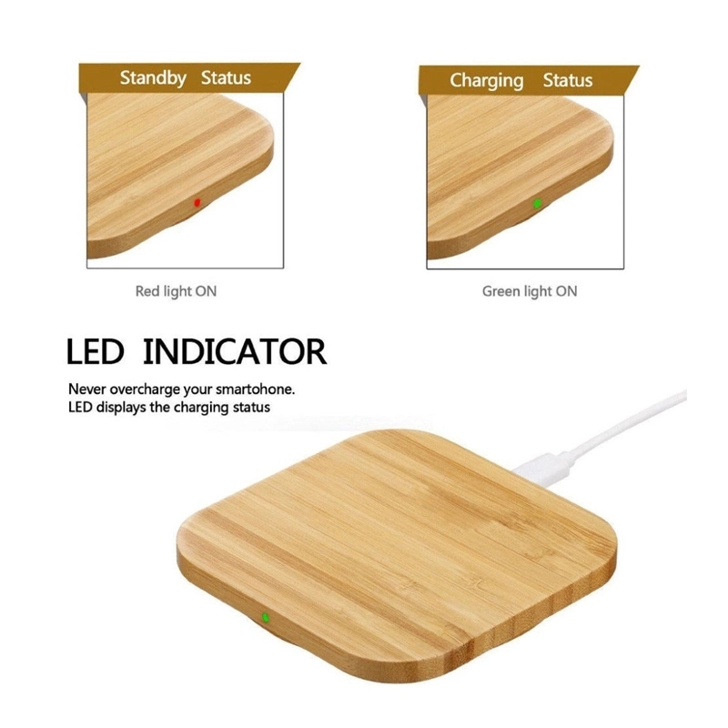 Factory Hot Selling Bamboo Wood Qi Wireless Charger 10W Wireless Fast Charger