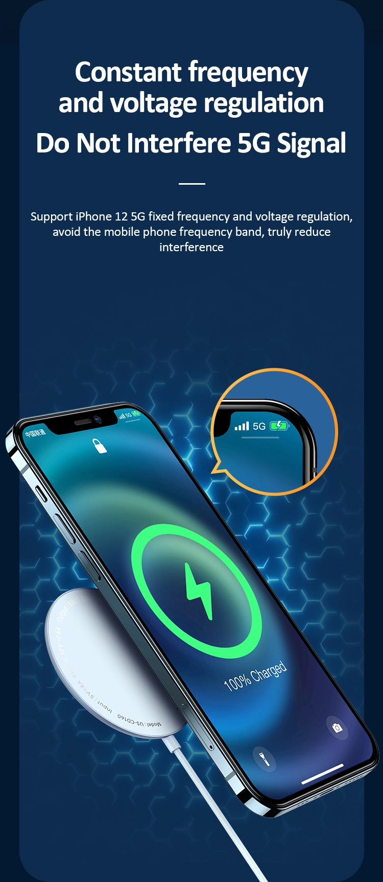 Usams New Arrival Amulminum Magnetic Wireless Charger for 15W Wireless Charger Portable Wireless Charger