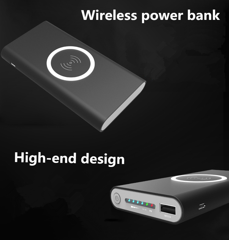 8000mAh Power Bank Wireless Charger 5V 1A Battery Charger Backup