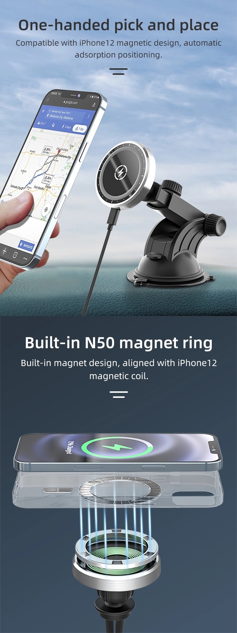Car Mount Phone Holder Fast Wireless Charger