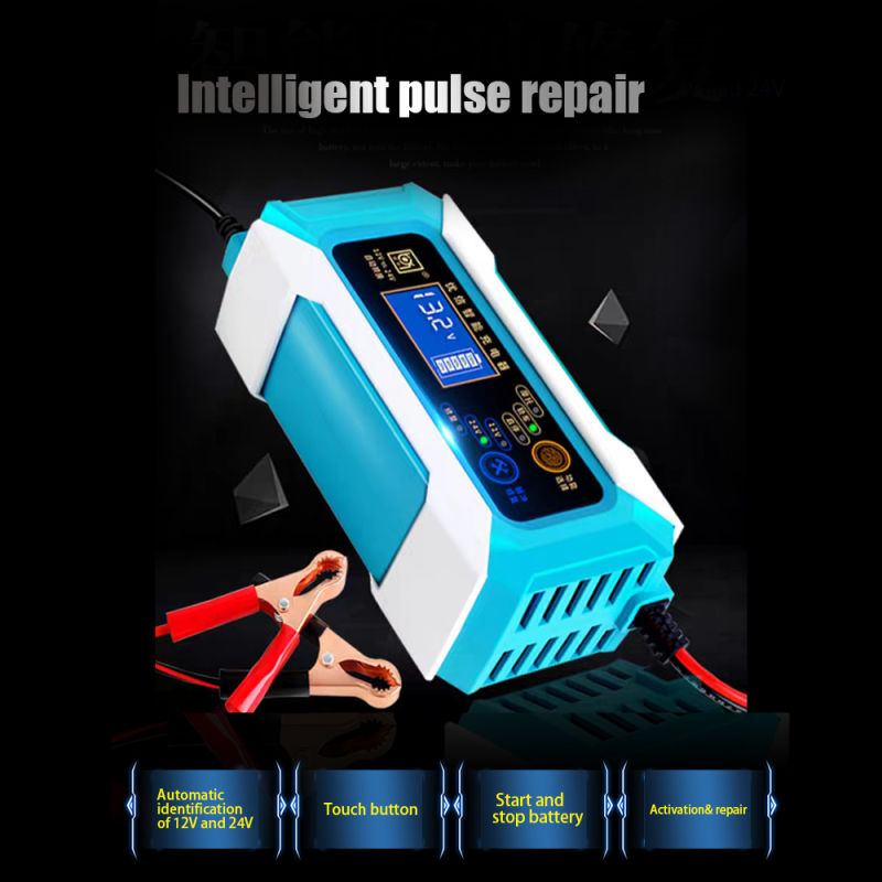 12V 24V Smart Battery Charger with LCD Display Lead Acid Battery Charger