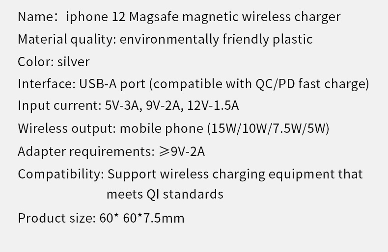 Magnetic Wireless Charger Mag-Safe Wireless Charging 15W Fast Charging