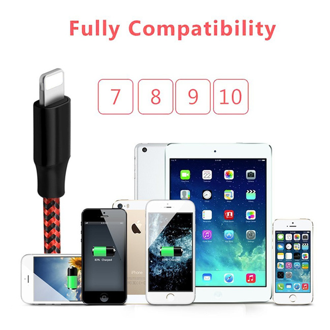 Lightning Nylon Braid Charger Cable Smartphone Charger Cable USB Data Cable