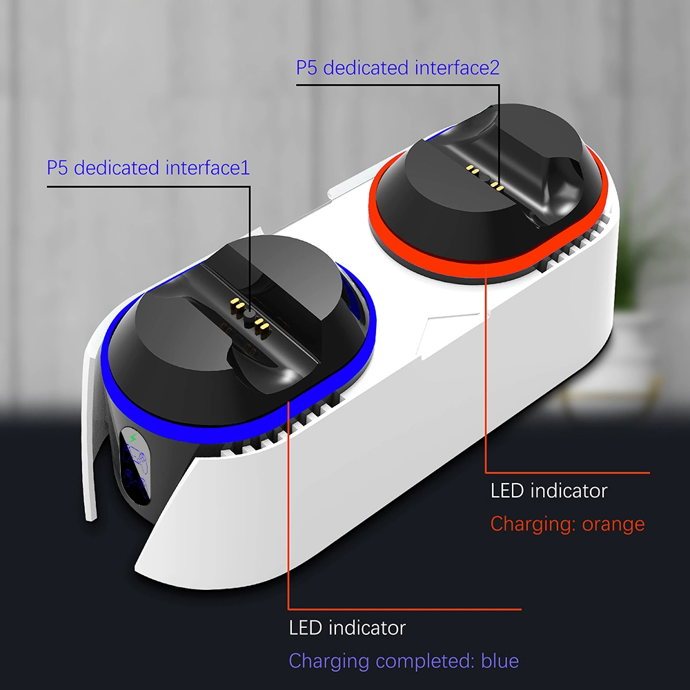 PS5 Dualsense Controller Charger Joystick Charging Station Dock with LED Indicator USB Cable Charger Stand for Playstation 5