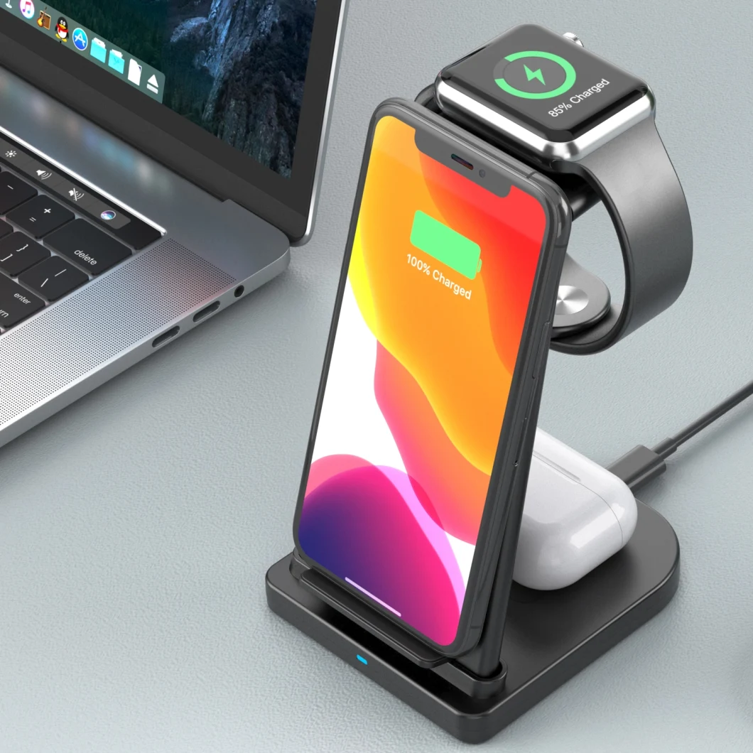 Mobile Accessories Wireless Charge Phone Stand Charging Dock 3 in 1 Wireless Charger Station Docking Station