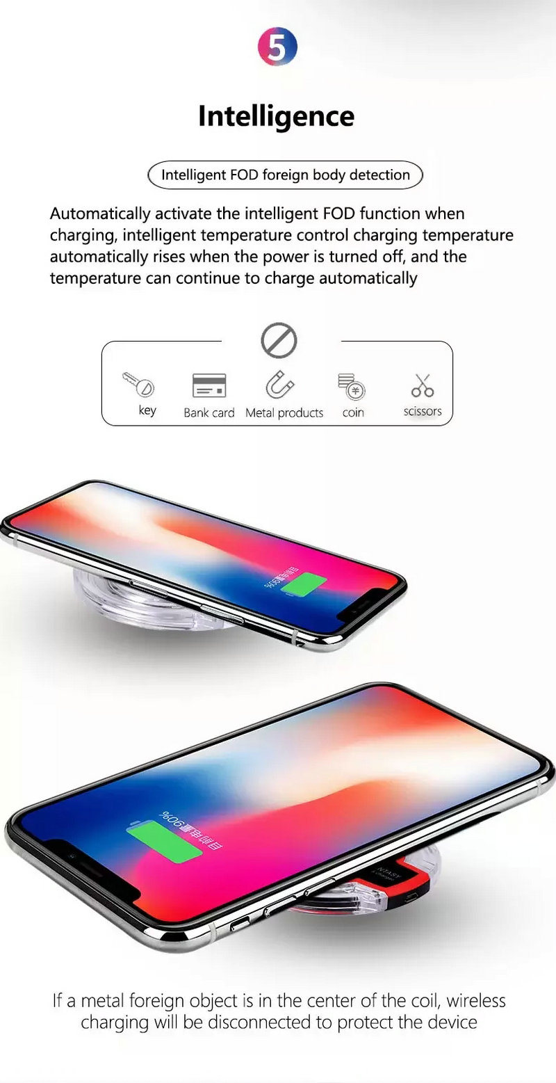 Factory Directly Sell Qi Standard Charger K9 Crystal Wireless Charger Portable Cellphone Charger for iPhone for Samsung for All Phones