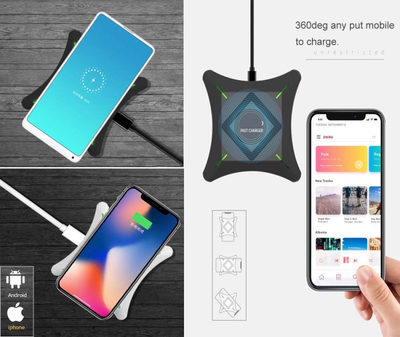 Wireless Fast Charger for Samsung Wireless Charger Wireless USB Charger, Wireless Qi Charger, iPhone Wireless Charger with White Housing