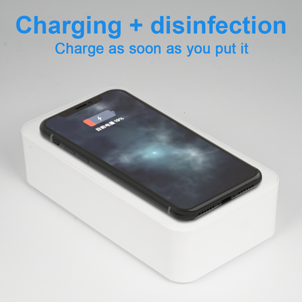 Newest Mobile Phone Wireless Charging UV Light Sterilizer Box Portable USB Wireless Charger UVC LED Sterilization Box