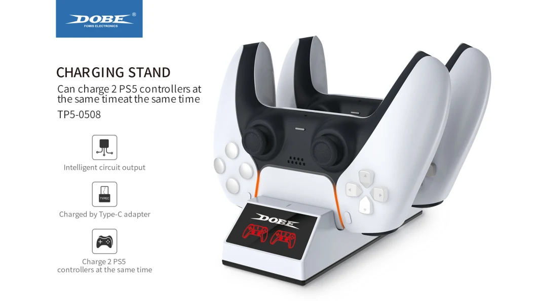 Dual Charging Stand for PS5 Controller with Intelligent Circuit Output