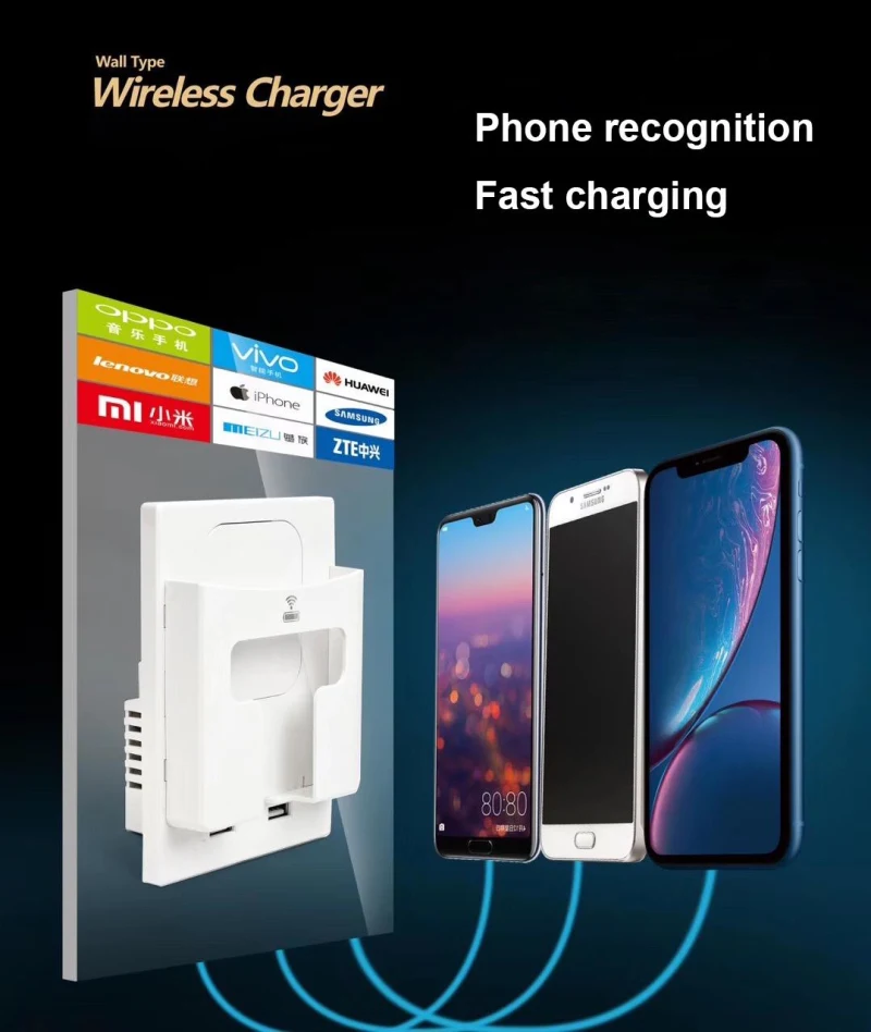 Wall Type Cellular Phone Wireless Charger