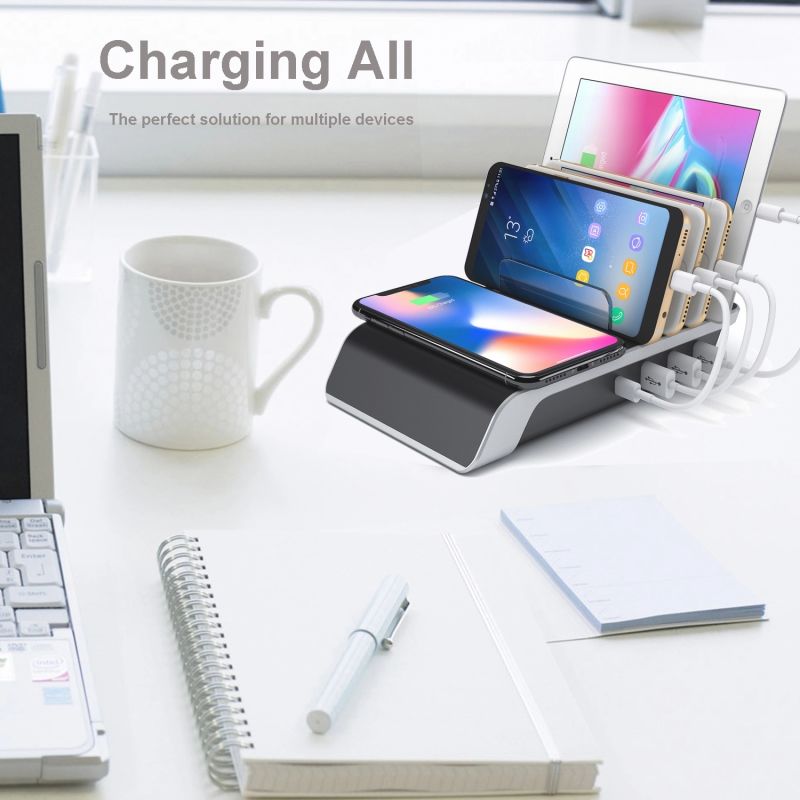 Charger Stand 5 Port Multi Portable Desktop Phone USB Charging Station for Mobile Phone Battery Charger