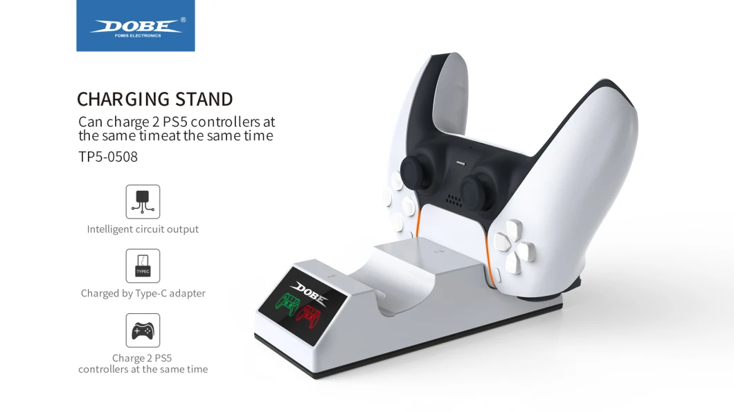 Dual Charging Stand for PS5 Controller with Intelligent Circuit Output