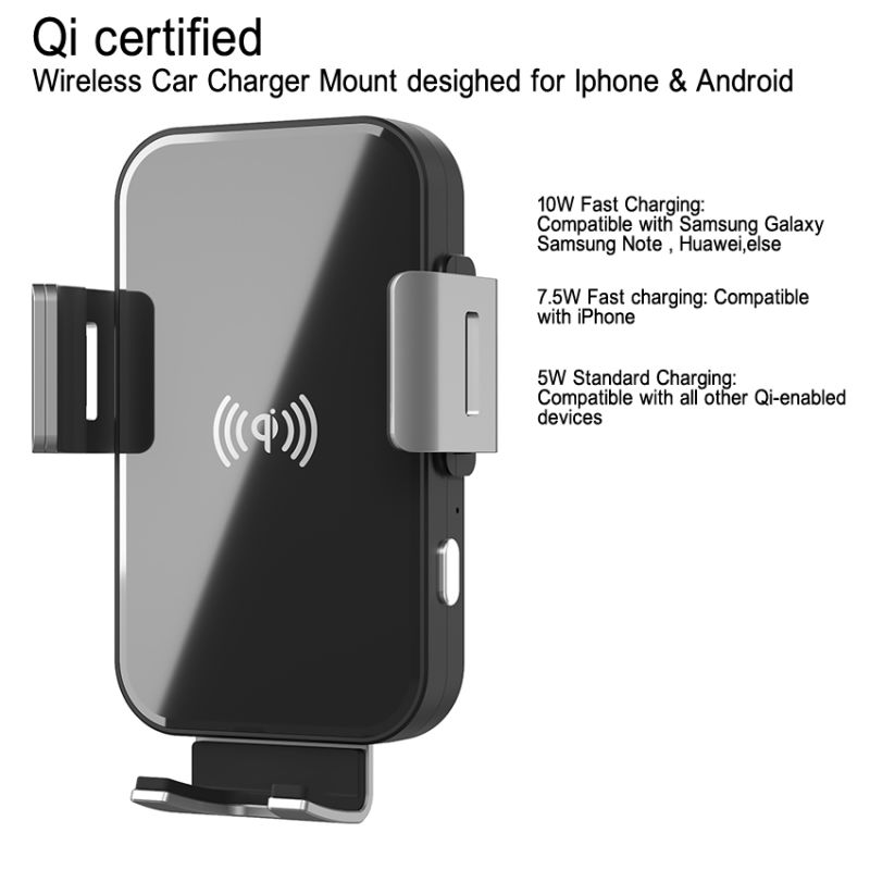 Air Vent Car Mount Wireless Charger 10W Qi Certified