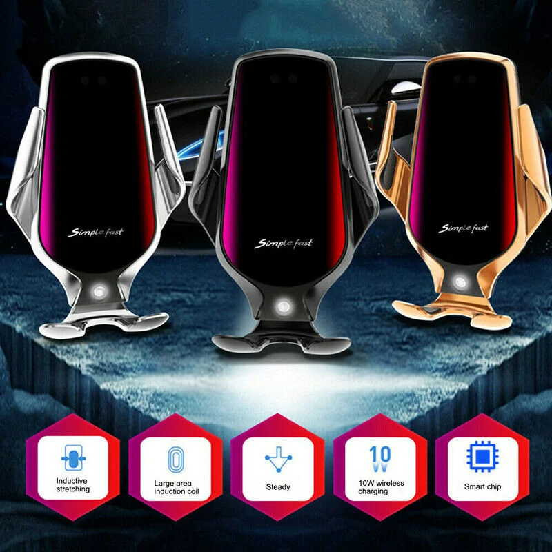 R3 Smart Sensor Car Phone Holder Qi Fast Wireless Charger for Smartphones