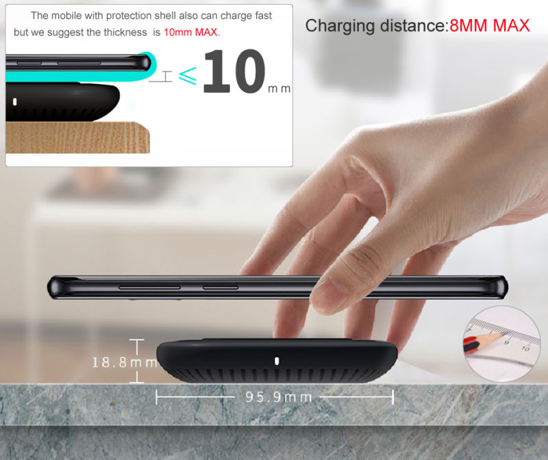 Wireless Charger, Samsung Wireless Charger, Built-in Fan Wireless Qi Charger, iPhone Wireless Charger Compatible 5W, 7.5W, 10W Ce RoHS