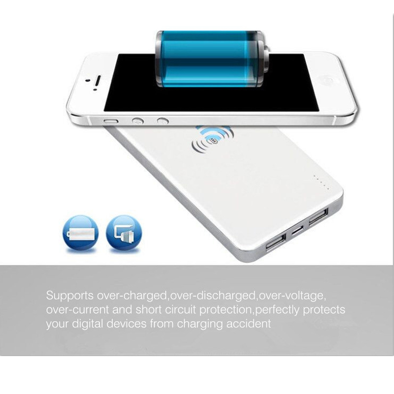 External Qi Wireless Mobile Phone Charger USB Power Bank