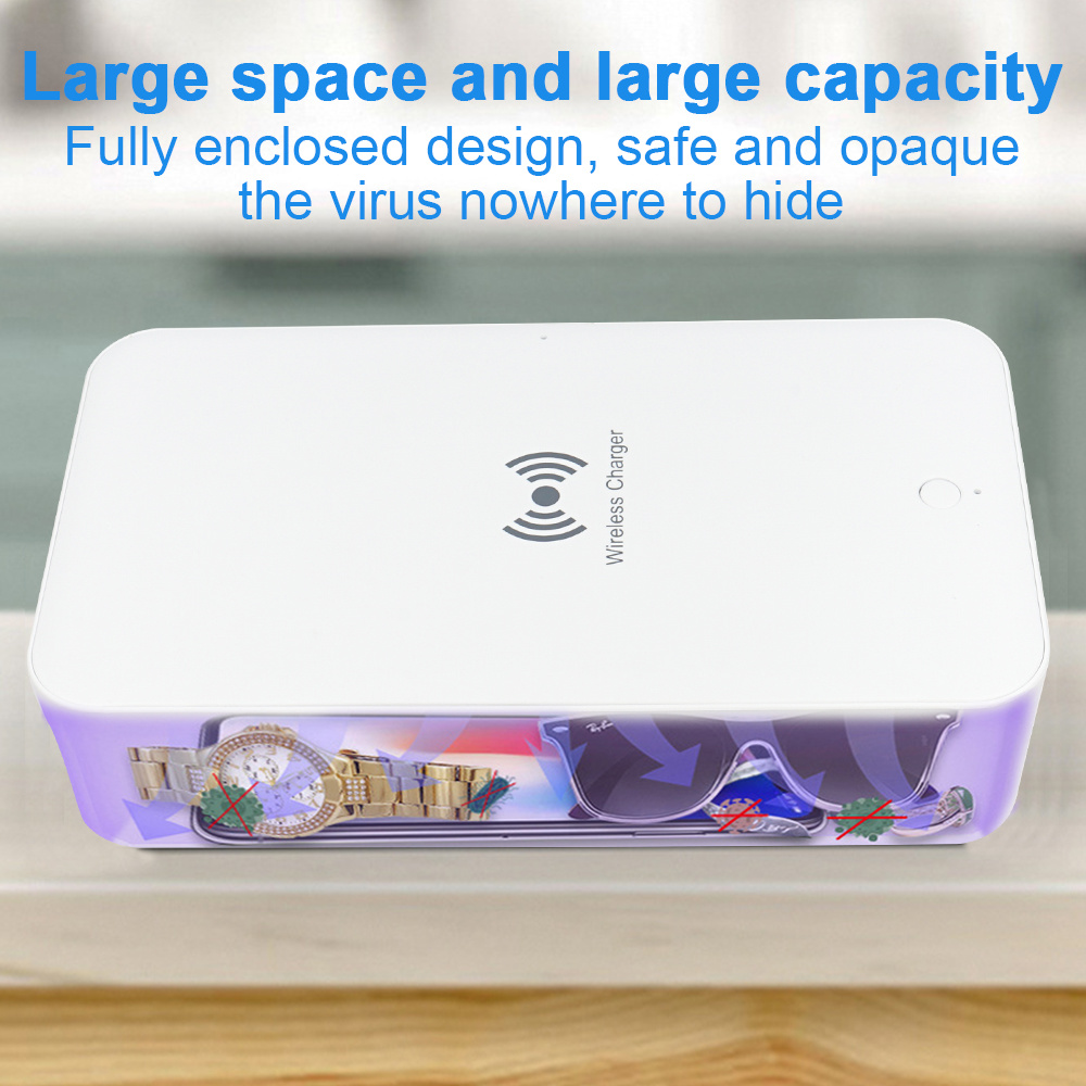Newest Mobile Phone Wireless Charging UV Light Sterilizer Box Portable USB Wireless Charger UVC LED Sterilization Box
