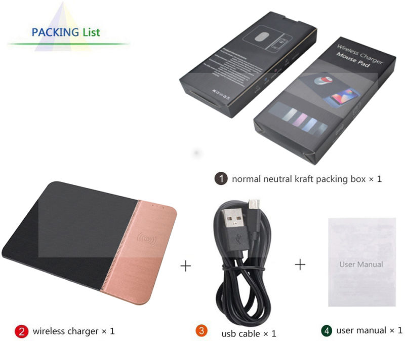 PU, Cloth, NBR Materials Mousepad, Mouse Mat 10W Fast Wireless Charger, Support Qi Standard Devices Compliant for Ce, RoHS
