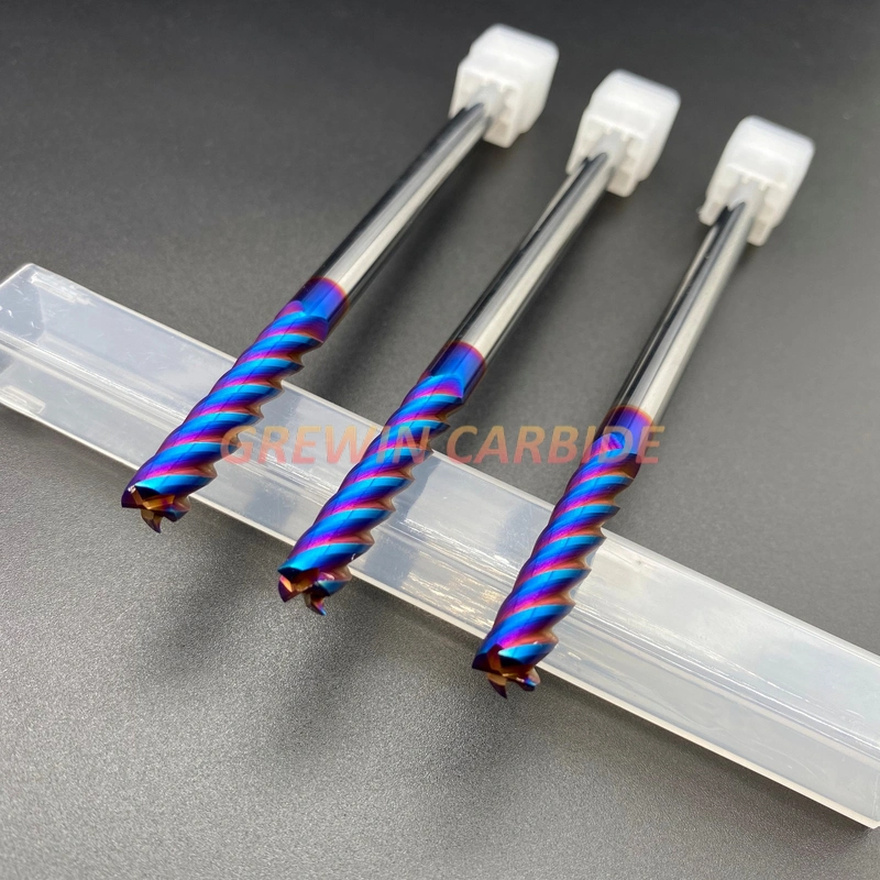 Gw Carbide-New Product Tungsten Carbide CNC 4flutes Flat End Mill Blue Nano Coating End Mill