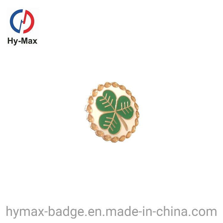 New Products Green Four Leaf Clover Lapel Pin Round Clover Shape Soft Enamel Badge Custom Clover Pin Badge
