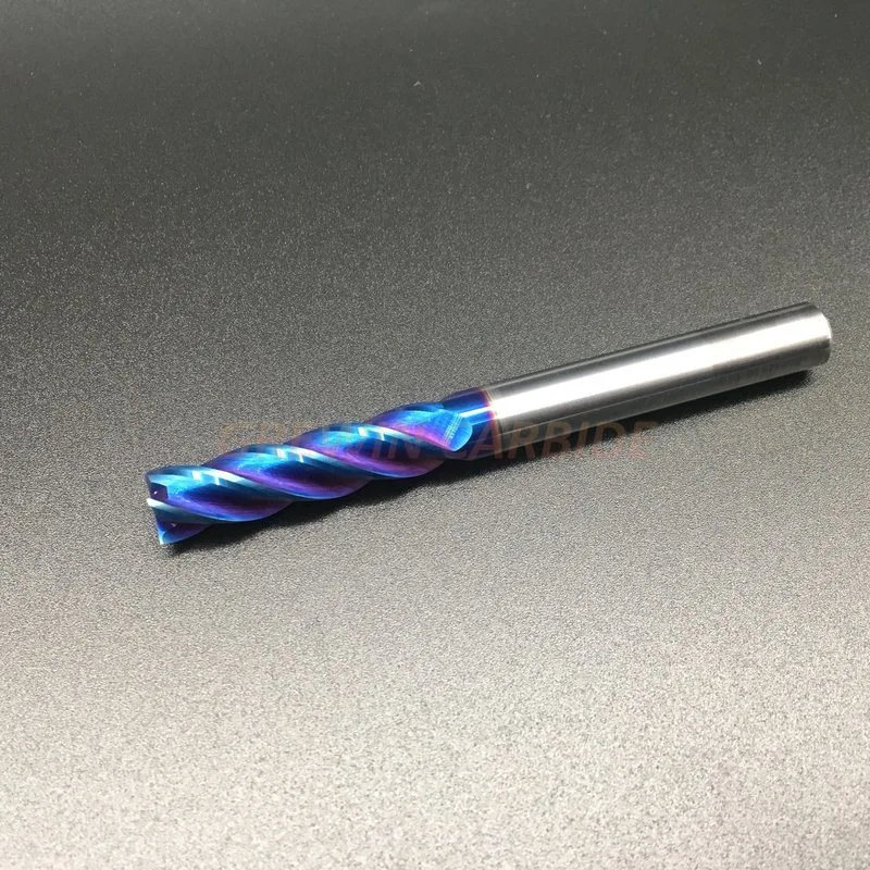 Gw Carbide -HRC65 Cemented Carbide 6 Flutes Flat End Mill with Blue Nano Coating