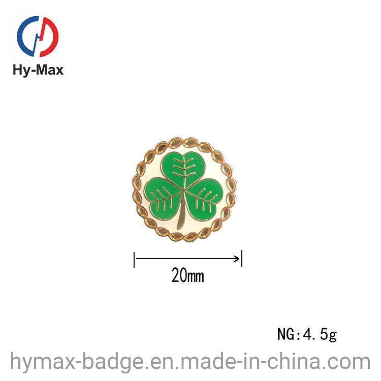 New Products Green Four Leaf Clover Lapel Pin Round Clover Shape Soft Enamel Badge Custom Clover Pin Badge
