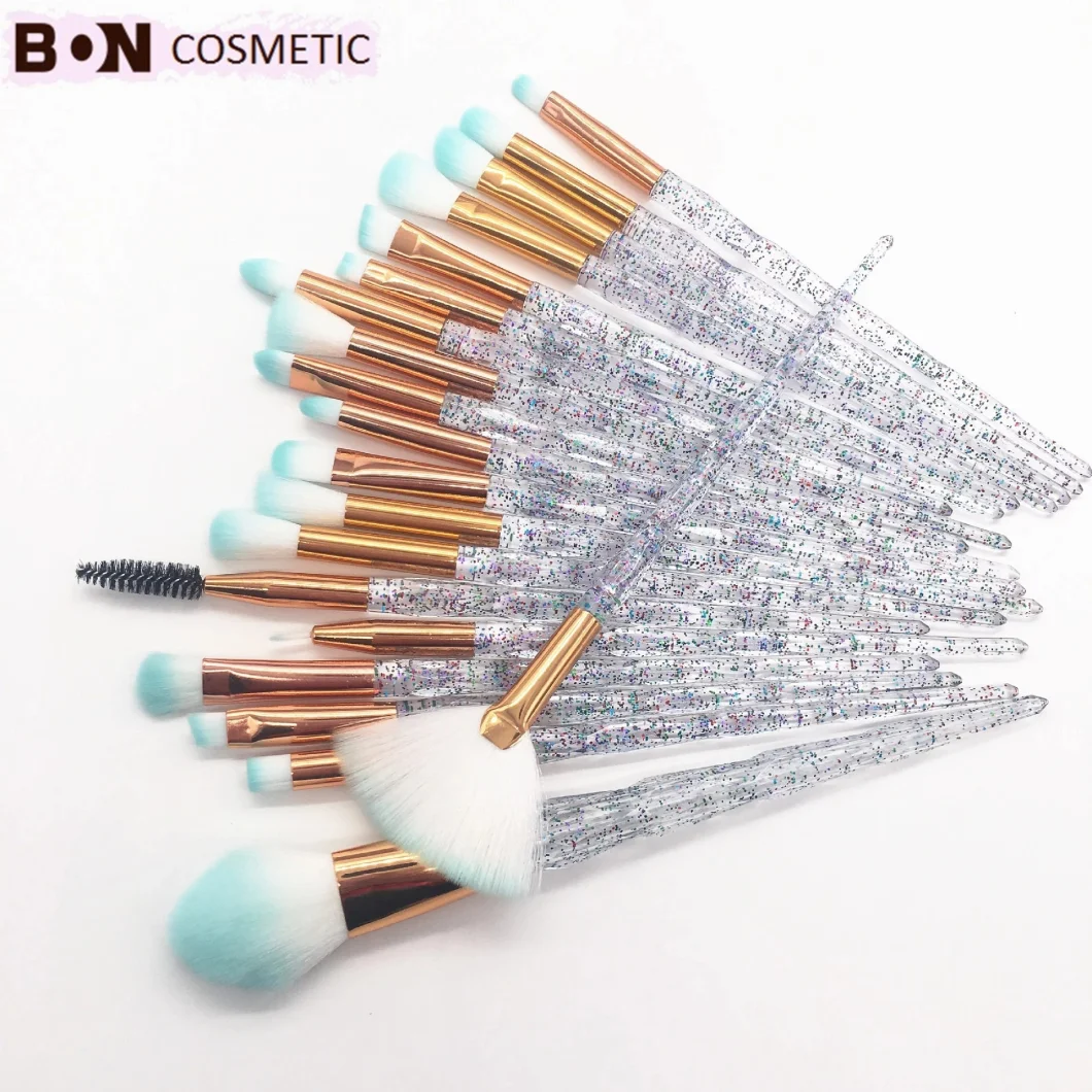 Custom Logo 20 PCS Professional Diamond Colorful Beauty Makeup Brushes