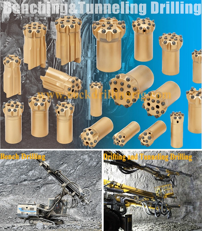 Alloy Steel Rock Drill Bits Thread Drilling Bit 33 - 152mm Diameter for Mining for Drilling Rigs
