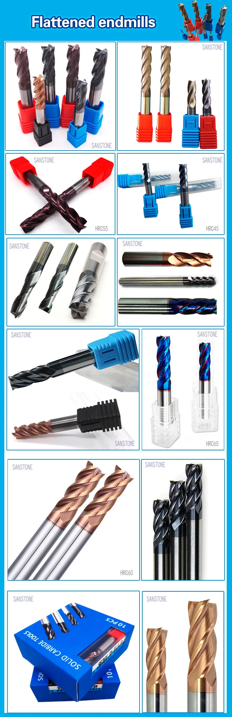 2/4 Flutes Flat End Mill for Steel Milling HRC45