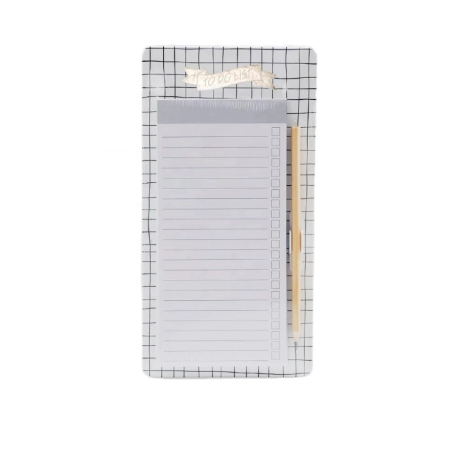 Customized Stationery Printed Vertical to Do List Pad with Backer and Pencil Memo Pad