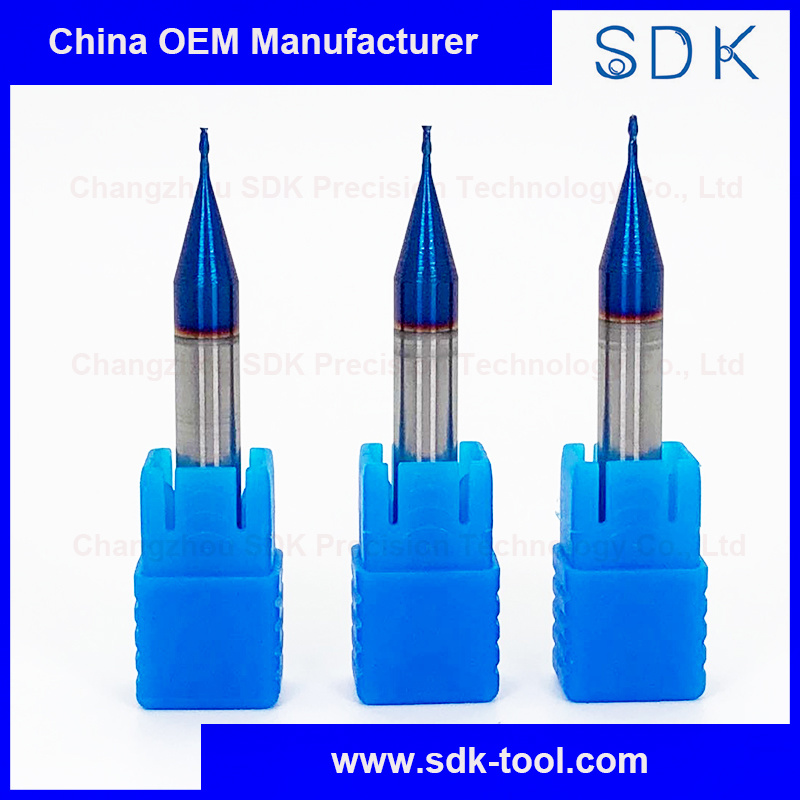 Blue Nano Coating Cemented Carbide Micro Flat End Mill for Hardened Steels