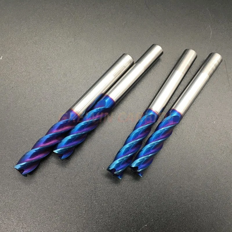 Gw Carbide -HRC65 Cemented Carbide 6 Flutes Flat End Mill with Blue Nano Coating