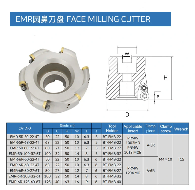 Face Milling Cutter Emr5r-50-22-4t Mill Cutters