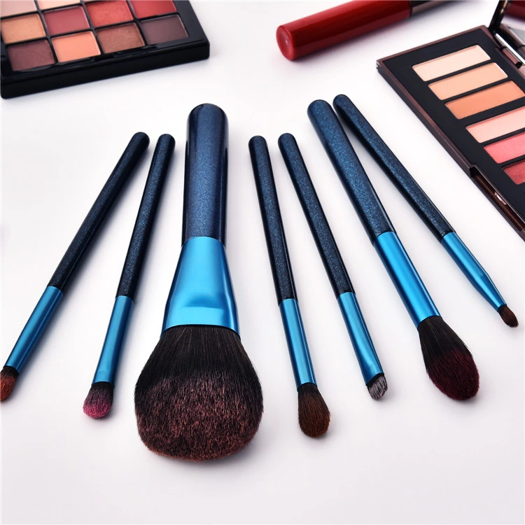 New Cosmetics Beauty Products 7PCS Diamond Blue Makeup Brush Set