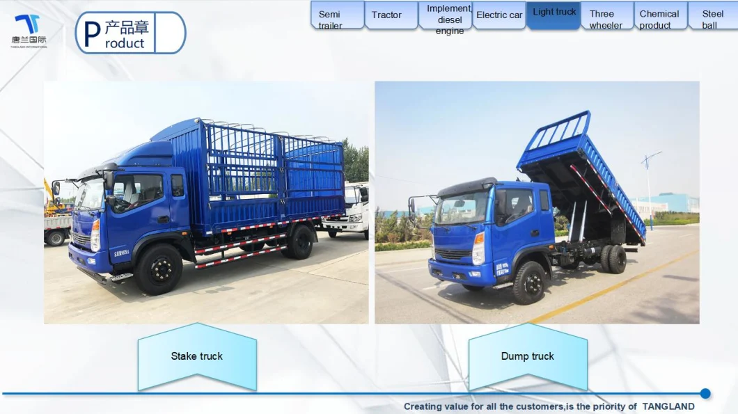 4-8 Tons Euro II&Euro V Lorry/Lcv/Flatbed/Cargo Box Light Truck