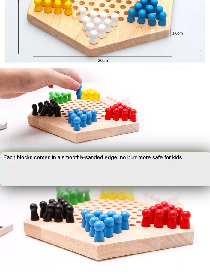 Wooden Chinese Checkers for Kids 2 Year up Educational Board Game Classic Strategy Game for Baby Boys Girls with Wooden Colored Marbles and Storage Board