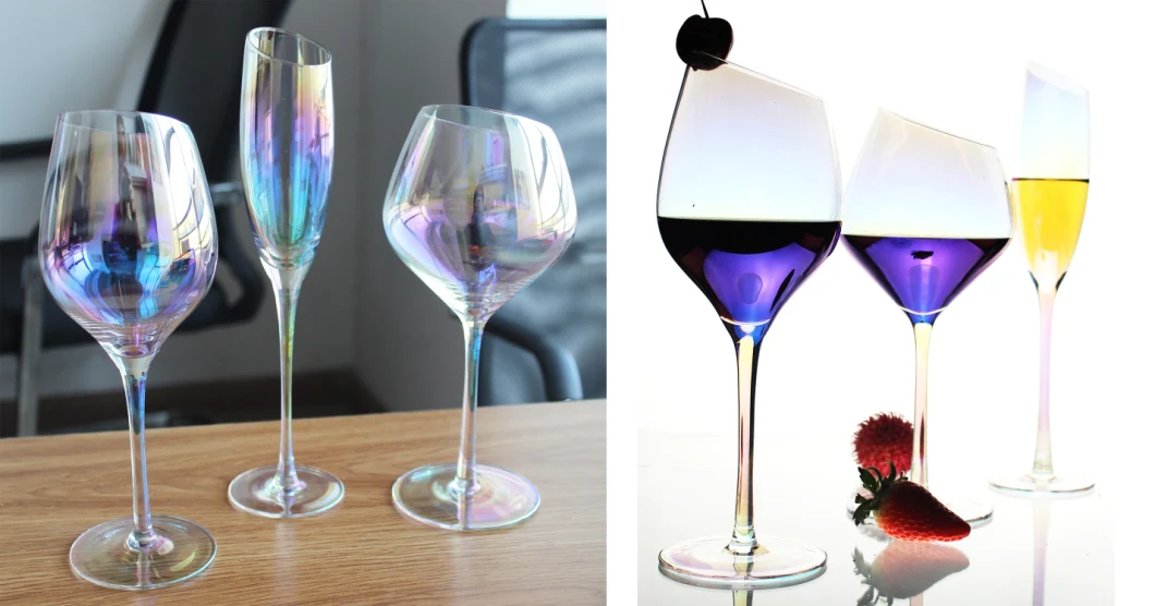 420ml 15oz Wedding Fancy Rainbow Luxury Colored Stem Wine Glass Set