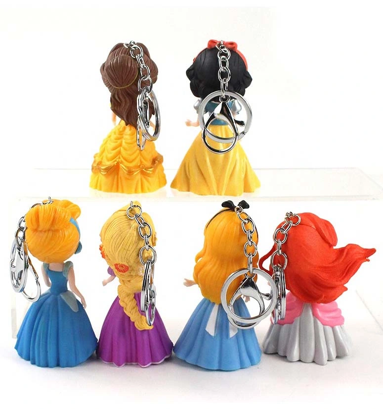 China Manufacturer PVC Miniature Anime Action Figure Cartoon Character Princess Action Figure Keychain for Girl