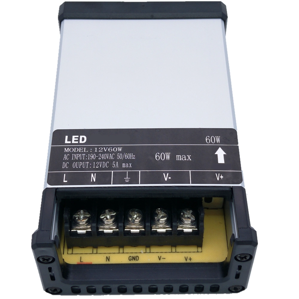 12V 5A Switching Rainproof LED Lighting Power AC DC Transformer, Outdoor Power Supply Driver SMPS Transformer