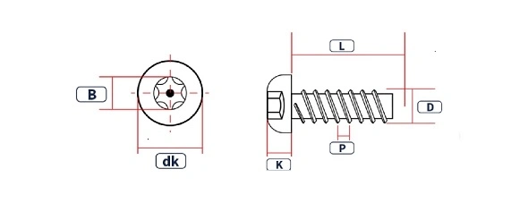 Six -Lobe Torx Pin Pillar Drive Double Chess Head Machine Screw