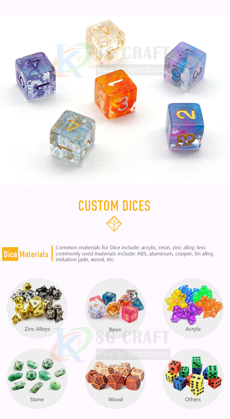 High Quality Wholesale Custom Colorful Decorate Polyhedral Plastic Gaming D&D Stone Loaded Exercise Metal Dice