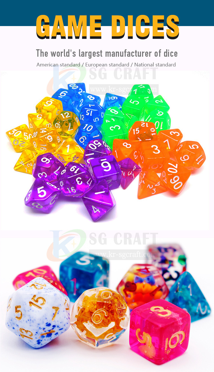 High Quality Wholesale Custom Colorful Decorate Polyhedral Plastic Gaming D&D Stone Loaded Exercise Metal Dice