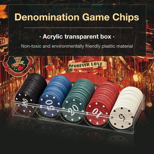 Wooden Gambling Chip Set Game, Board Game Set, Famliy Game