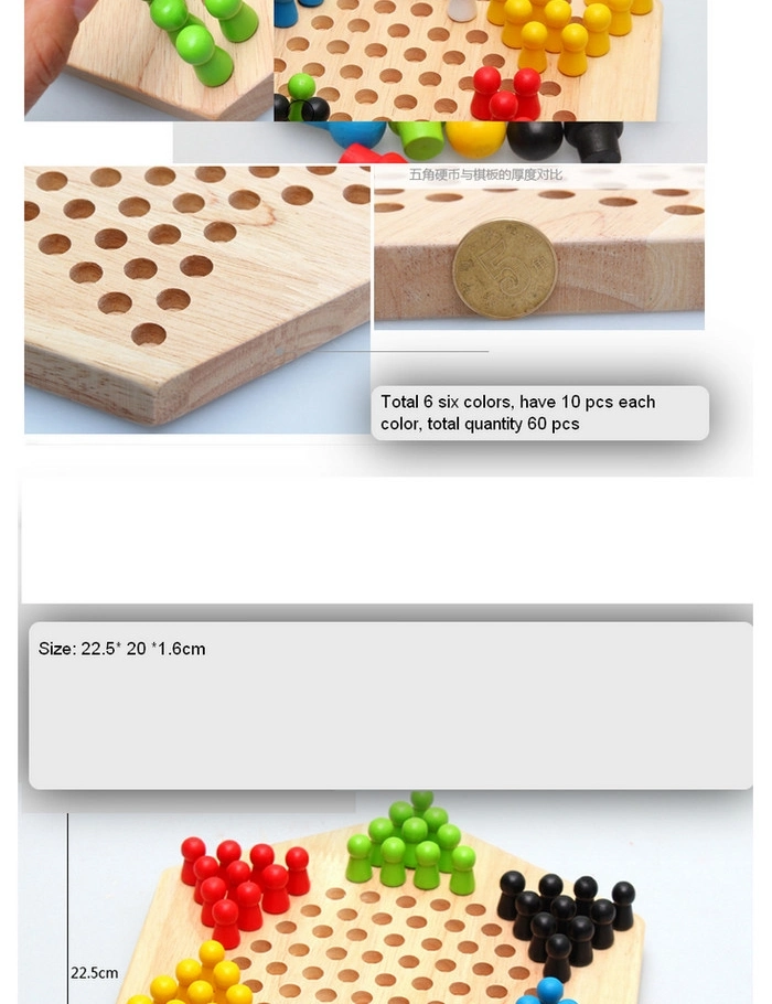 Wooden Chinese Checkers for Kids 2 Year up Educational Board Game Classic Strategy Game for Baby Boys Girls with Wooden Colored Marbles and Storage Board